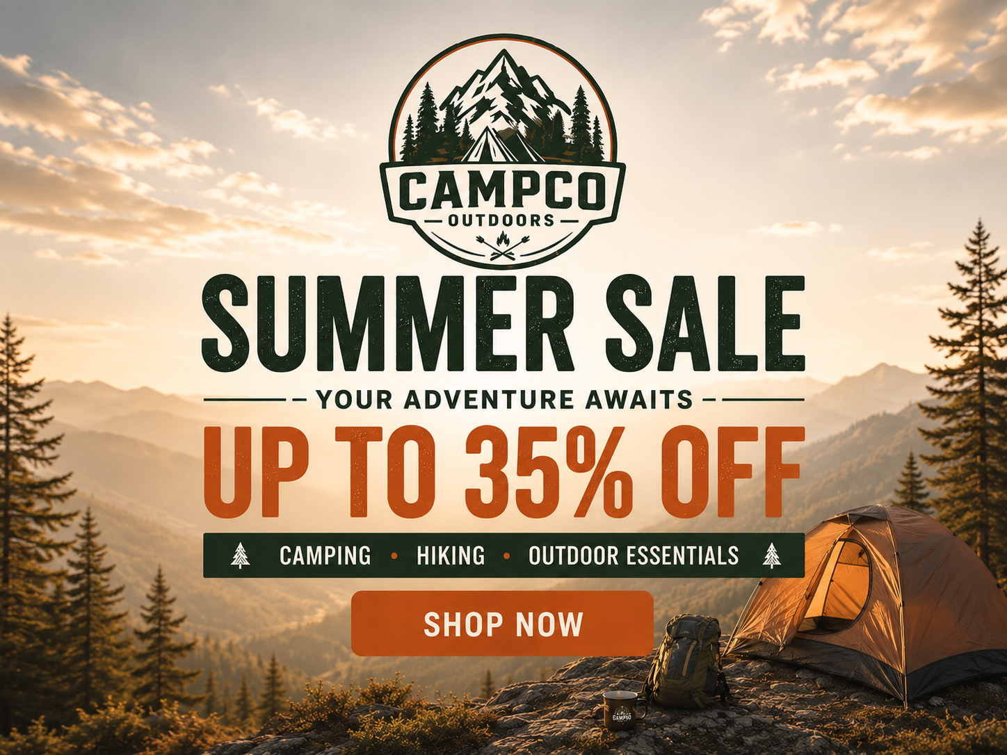 CampCo Outdoors summer adventure hero image